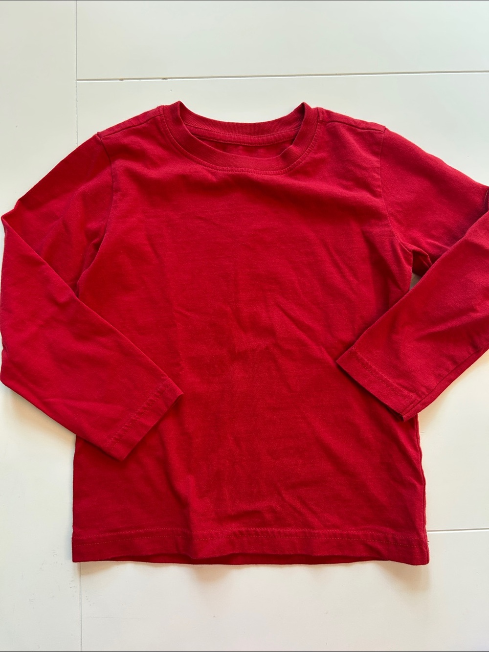 Primary Solid Red Long-Sleeve Tee for Kids